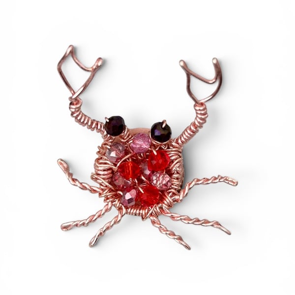 Crystals Crab Brooch  -  Rose Gold Plated, Gift