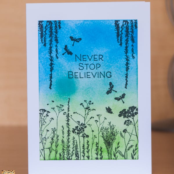 Never Stop Believing Wildflower scene handmade card