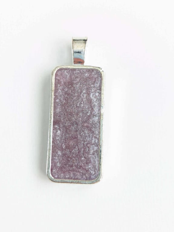 Small Rectangular Pendant With Dusky Purple Resin