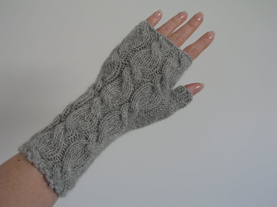 Fingerless Gloves Grey Alpaca