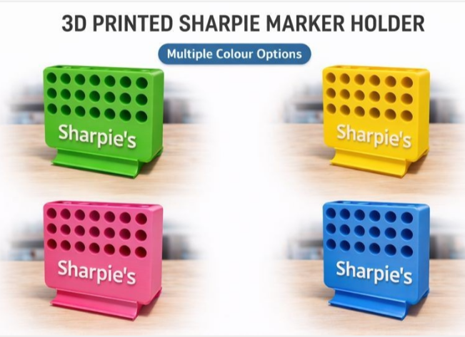 3D Printed Sharpie, Marker & Pen Holder – Customisable Desk Organiser