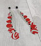 Recycled Aluminium Hexagon Dangle Earrings – Red White Coca-Cola Drink Can Meta - Image 1