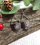 Earrings, Sterling Silver and Copper Teardrop Flower Droppers - Image 5