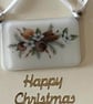 Unique Handcrafted Christmas Card with Artisan Fused Glass baubles and acorns  - Image 3
