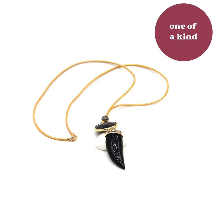 Handmade necklace leather pendant 