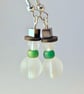 Christmas Snowman Earrings, Frosted Glass, Stocking Filler, Secret Santa Gift - Image 2