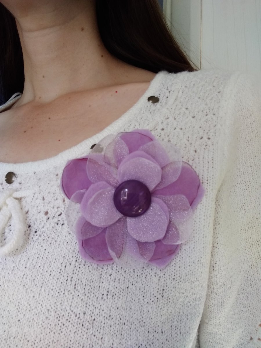 flower brooch, flower corsage, wedding corsage, purple corsage,