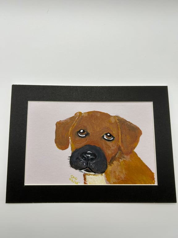 Puppy portrait original painting 5x7" 