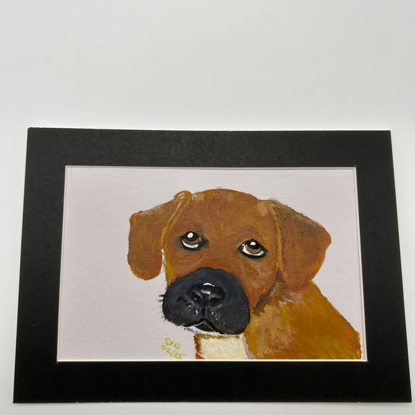 Puppy portrait original painting 5x7" 