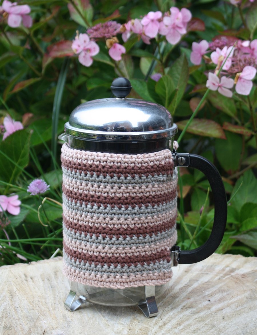 Hand crocheted and lined cafetiere cosy to keep - Folksy