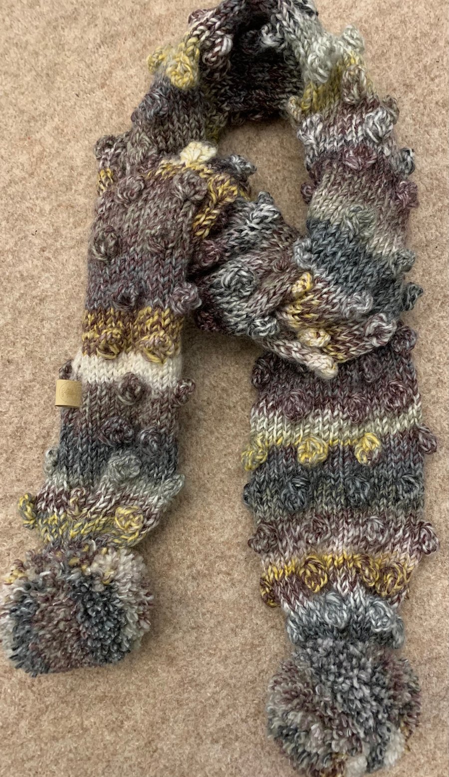 Hand Knitted Bobble Scarf