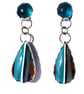 Surfite & Blue Seaglass Earrings Fine & Sterling Silver Upcycled Jewellery Gift - Image 1