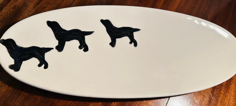 Black Labrador oval platter