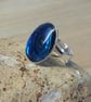 Blue Abalone ring. Sterling adjustable Blue Paua shell ring. Reiki jewelry - Image 3