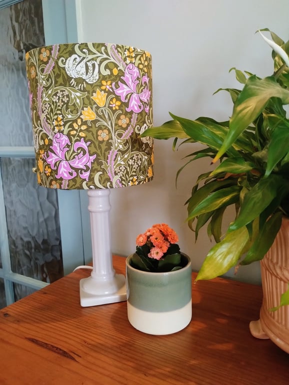 William Morris Golden Lily Classic Cylindrical Drum Lampshade.