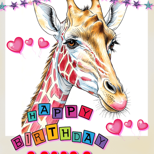 Happy Birthday Mum Giraffe Card A5