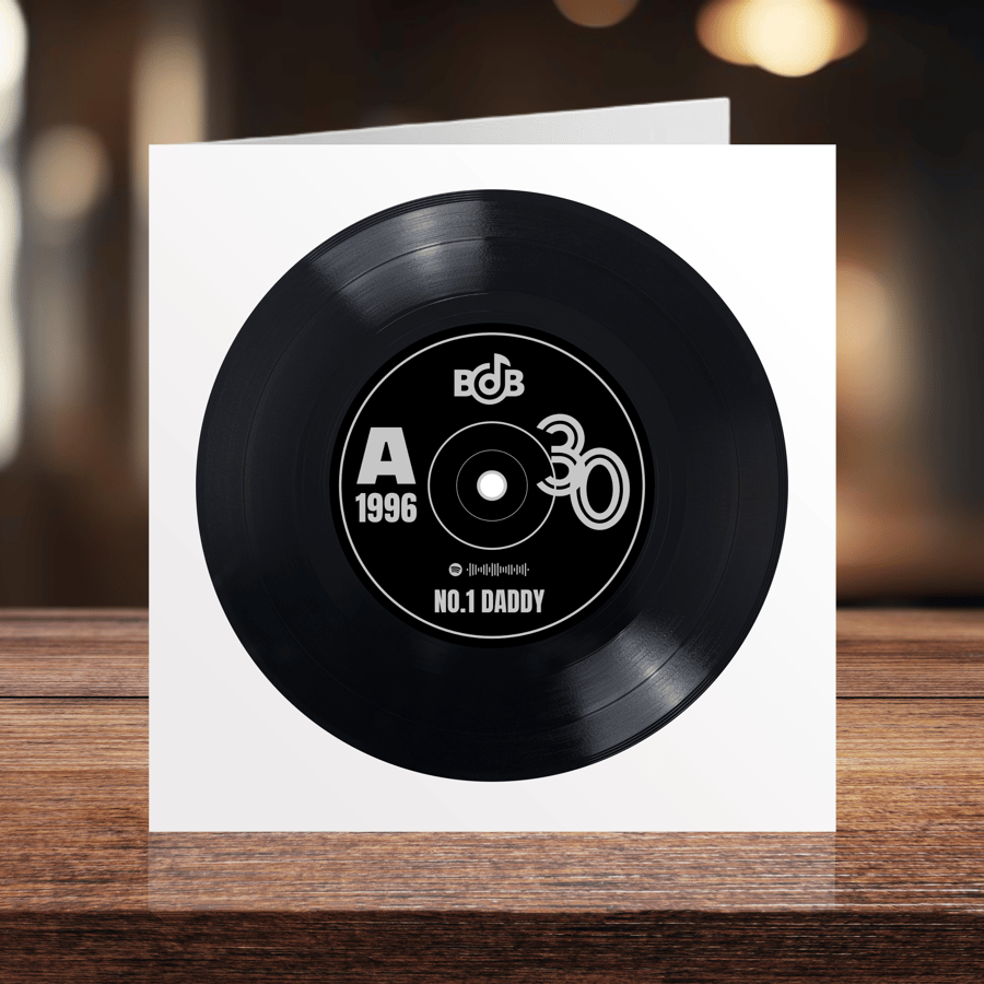 30th Birthday digital and printable 7" record with Spotify playlist code