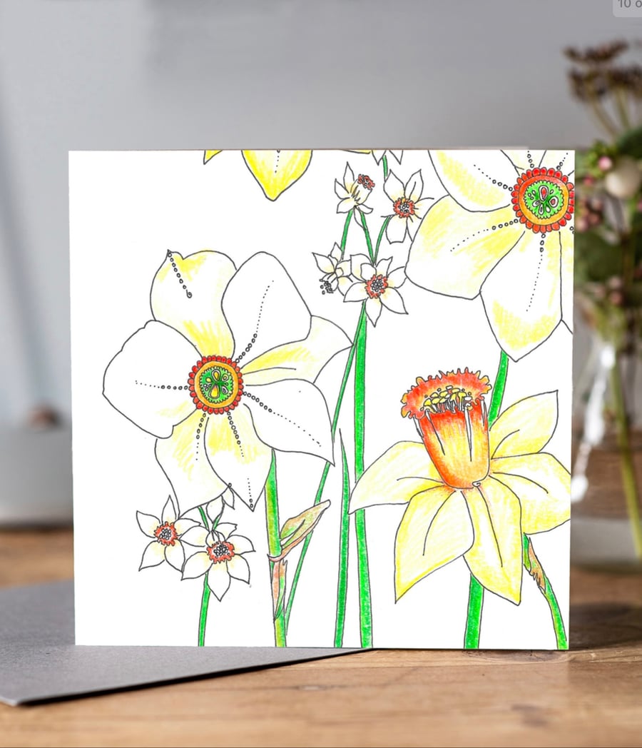 Daffodil design Greeting card 