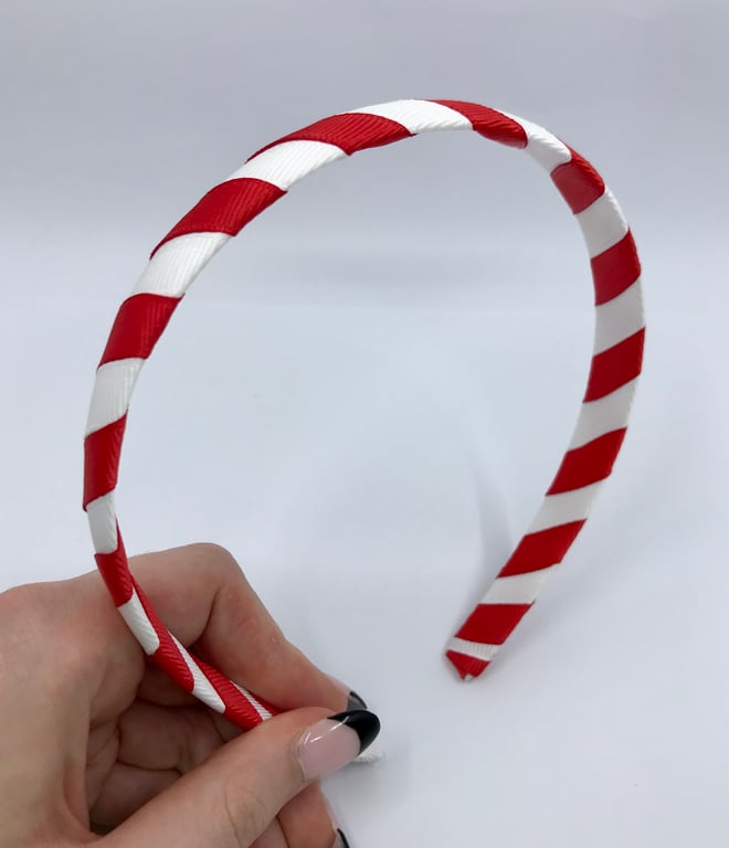 School Red and White 1.8mm striped Hairband