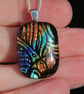 Blue, orange and green dichroic glass pendant, dichroic glass necklace,SKU F44 - Image 5