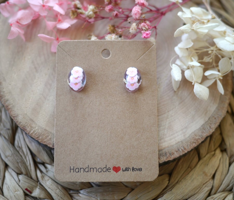 Resin and Polymer Clay Floral Earrings Stainless Steel