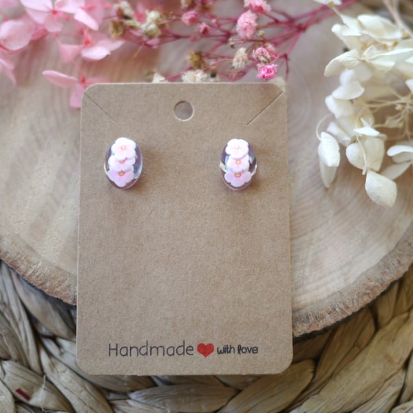 Resin and Polymer Clay Floral Earrings Stainless Steel