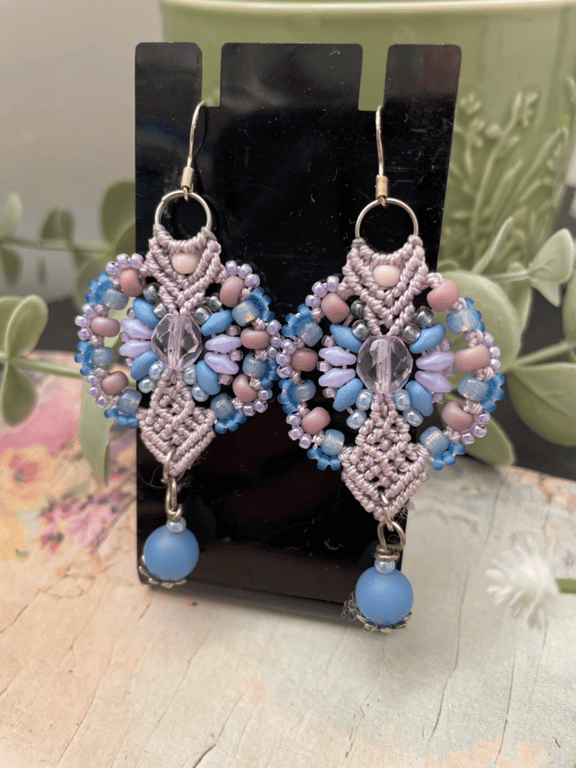 Earrings Dangle earrings, drop earrings, macrame beaded earrings