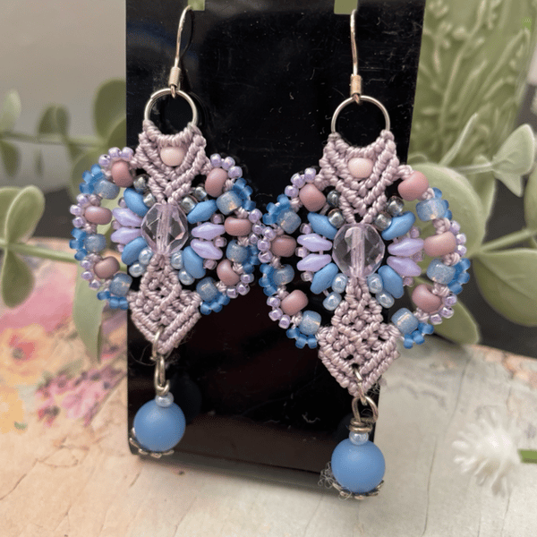 Earrings Dangle earrings, drop earrings, macrame beaded earrings