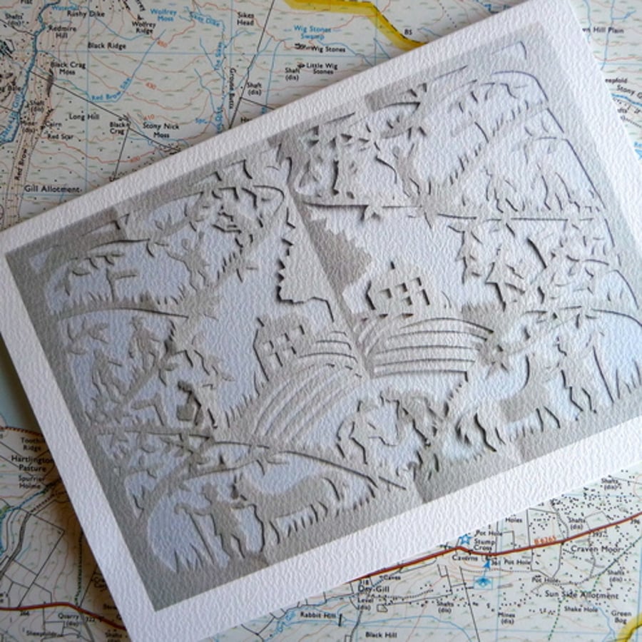 "On The Way Home" Papercut card White Christmas