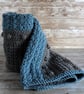 Chunky Baby Blanket, Blue and Grey,  - Image 5