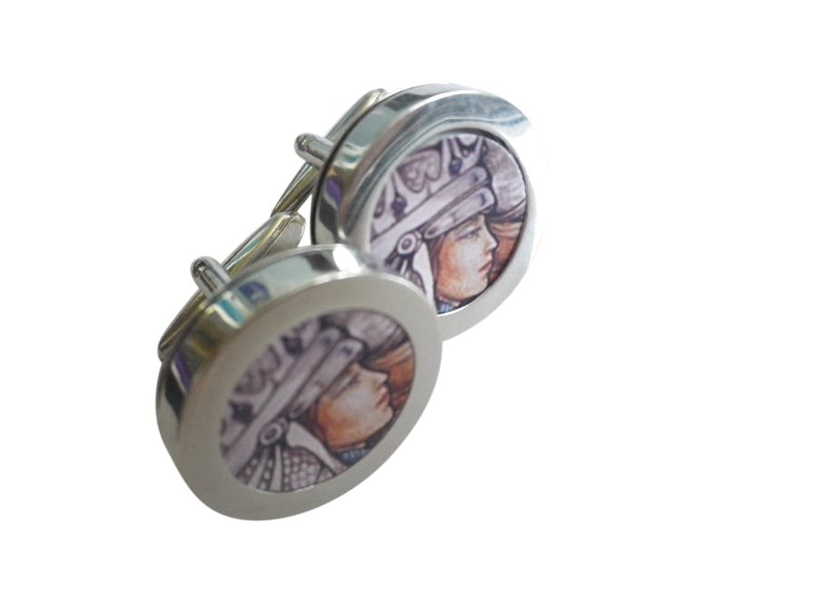 Warrior Queen cuff links, lovely detail and image,great special occasion present