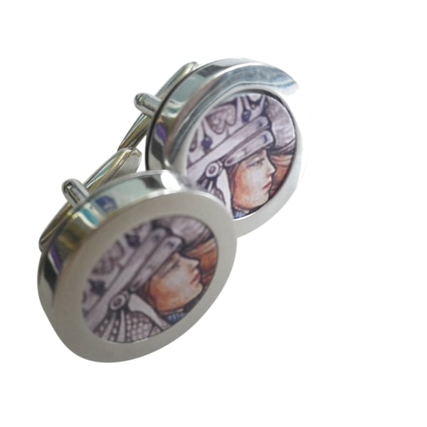 Warrior Queen cuff links, lovely detail and image,great special occasion present