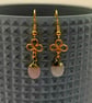 Handmade Dainty Pale Gold Rose Quartz Gemstone Dangle Earrings, Jewellery Gift - Image 5