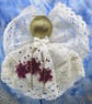 Handmade Lace Christmas Angel Decoration White Gold Burgundy No.2