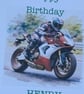 Red Sports Style Motorbike Birthday Card with Rider Personalised Foiled Message  - Image 2