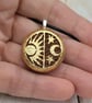 Su and Moon Necklace, Wood and Gold Jewellery