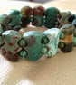Green Rainforest Jasper Rectangular Beaded Stretch Cuff Bracelet