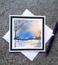 Handpainted Blank Watercolour Card of Tree Reflections. 