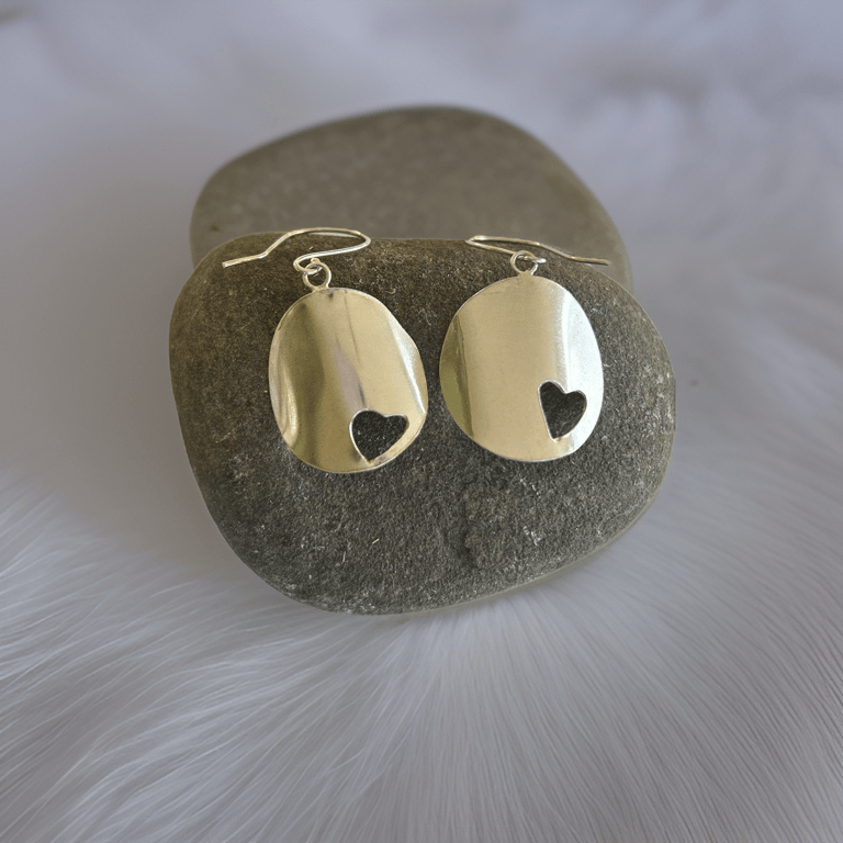 Silver Domed Heart Earrings