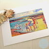 PADDLING Mounted Picture BYGONE BEACH DAYS - Vintage