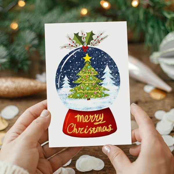 Snowglobe Merry Christmas Card