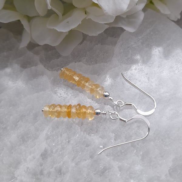 Citrine Sterling Silver Drop Earrings Gemstone Earrings