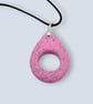Pink Marbled Glasses Holder Necklace with Black Waxed Cord