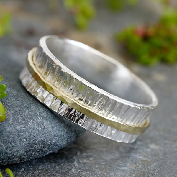Spinner Wedding Band in 18ct Yellow Gold and Sterling Silver