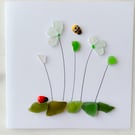 Cornwall sea glass spring garden design greeting card 