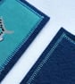 Shark bookmark- textile bookmark in aqua blues and navy - Image 5