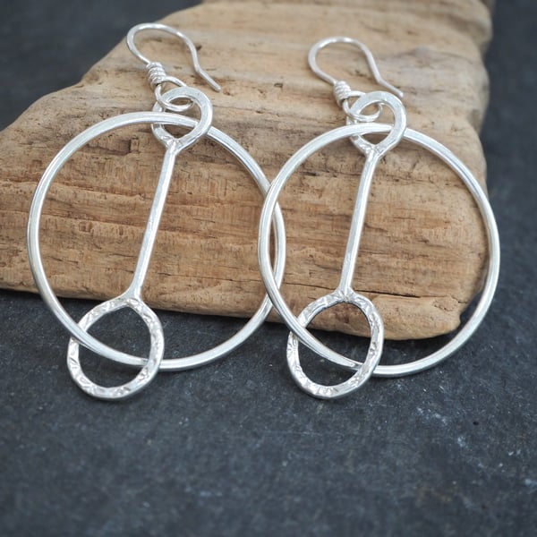 Large Silver Hoop Earrings, Argentium Silver Earring Hoops, Handmade Hoops
