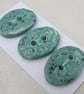 3 Medium Oval Eggshell Blue Brocade Pattern Ceramic Buttons - Image 2