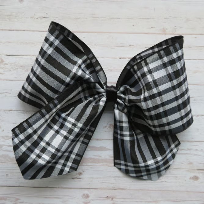 Menzies Black & White Tartan Retro Style Clip In Hair Bow