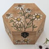 Wooden box, jewellery, trinket or keepsake box, pretty floral gift for her